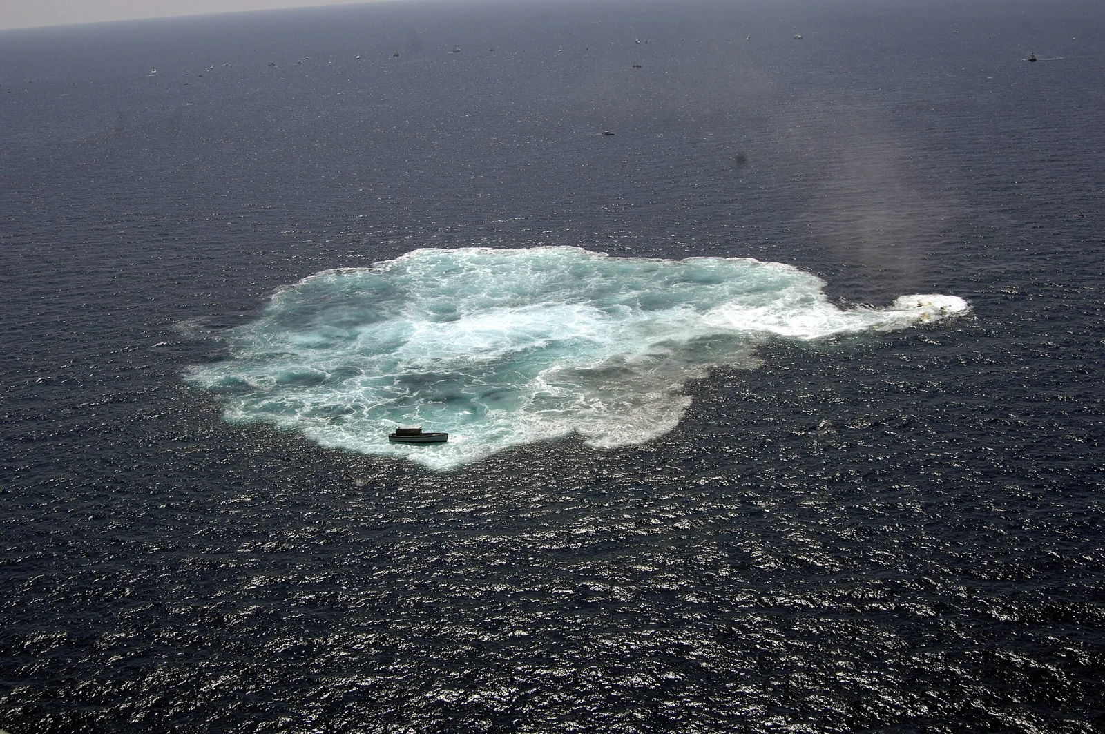 Sea surface after the former USS Oriskany was sunk to form an artificial reef
